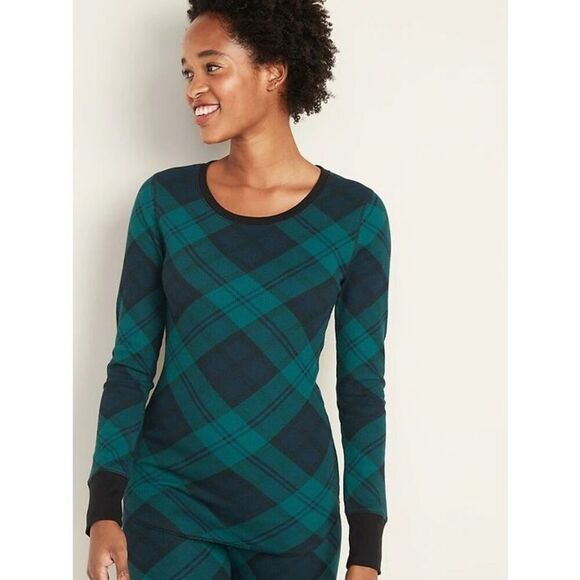 Old Navy Other - ✨Old Navy Printed Thermal-Knit Long-Sleeve Green/Blue Sz Medium Tee for Women✨